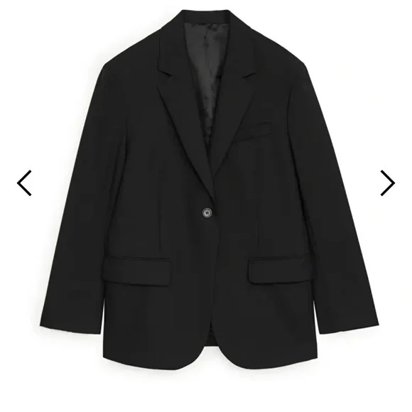 ❌ SOLD ❌ NWT ARKET Oversized Wool Hopsack Blazer in Black - Picture 4 of 8
